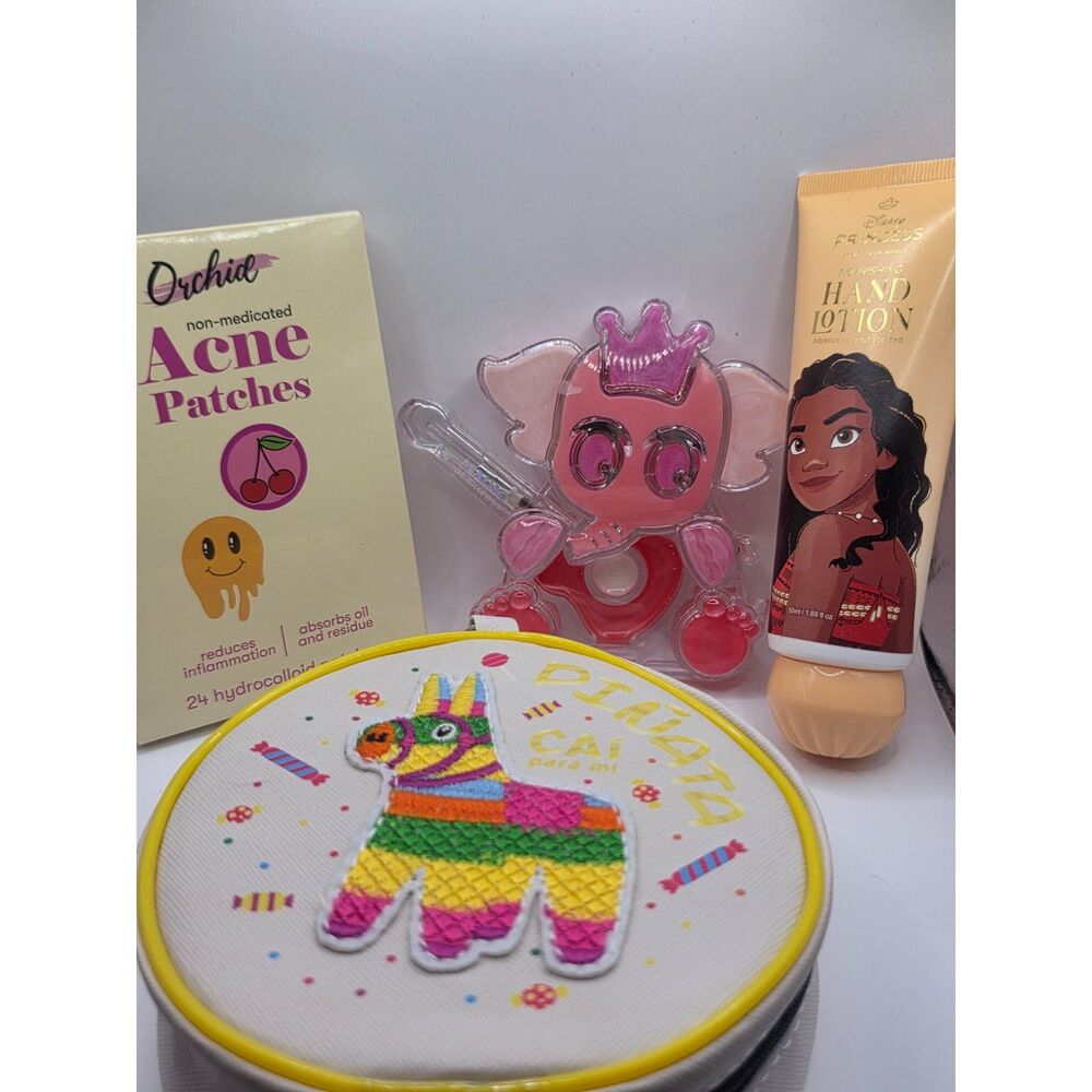 Beauty Bundle-Acne Patches,Princess Lotion,Bag w/2 Lip gloss&Elephant Lip Gloss